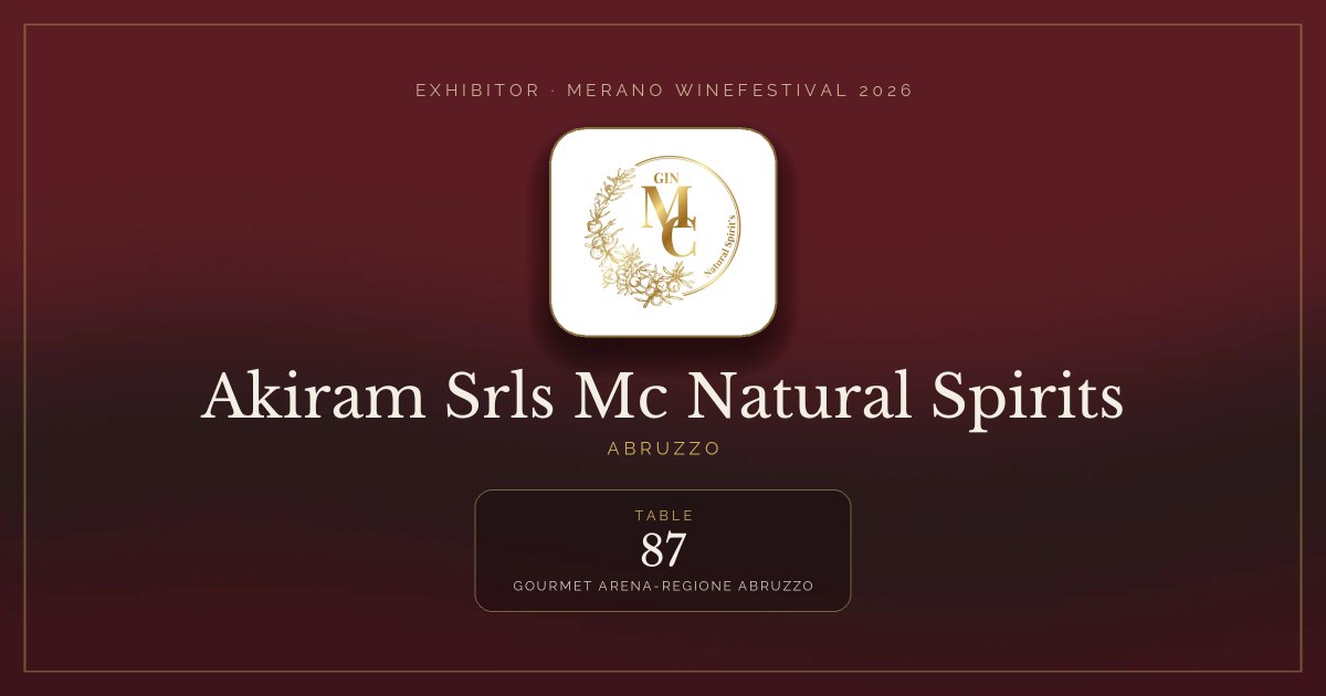 Akiram Srls Mc Natural Spirits · Merano WineFestival 2026 — Table 87 (Gourmet arena-Regione Abruzzo)
