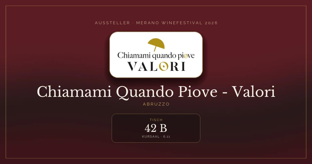 Chiamami Quando Piove - Valori · Merano WineFestival 2026 — Tisch 42 B (Kursaal, 6.11)