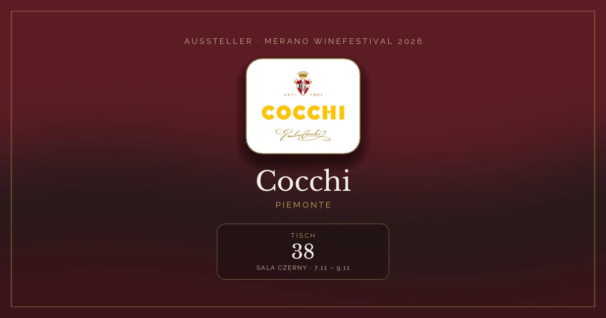 Cocchi · Merano WineFestival 2026 — Tisch 38 (Sala Czerny, 7.11 – 9.11)