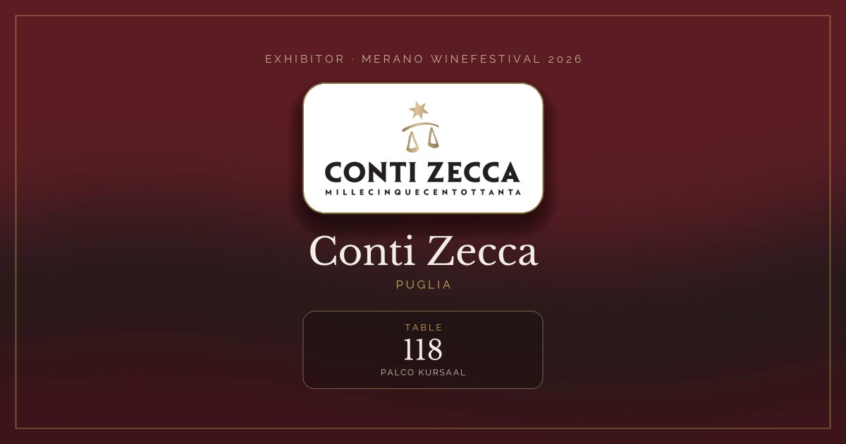 Conti Zecca · Merano WineFestival 2026 — Table 118 (Palco Kursaal)