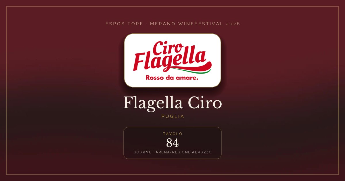 Flagella Ciro · Merano WineFestival 2026 — Tavolo 84 (Gourmet arena-Regione Abruzzo)