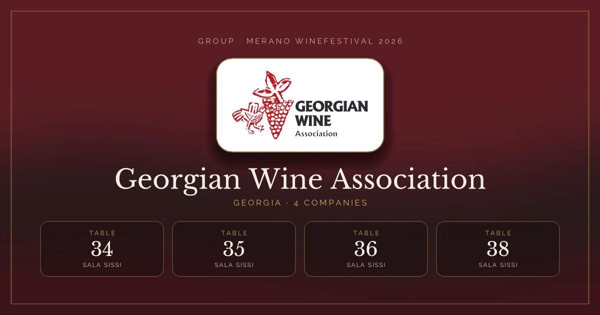 Georgian Wine Association · Merano WineFestival 2026 — Tables 34–36, 38 (Sala Sissi)
