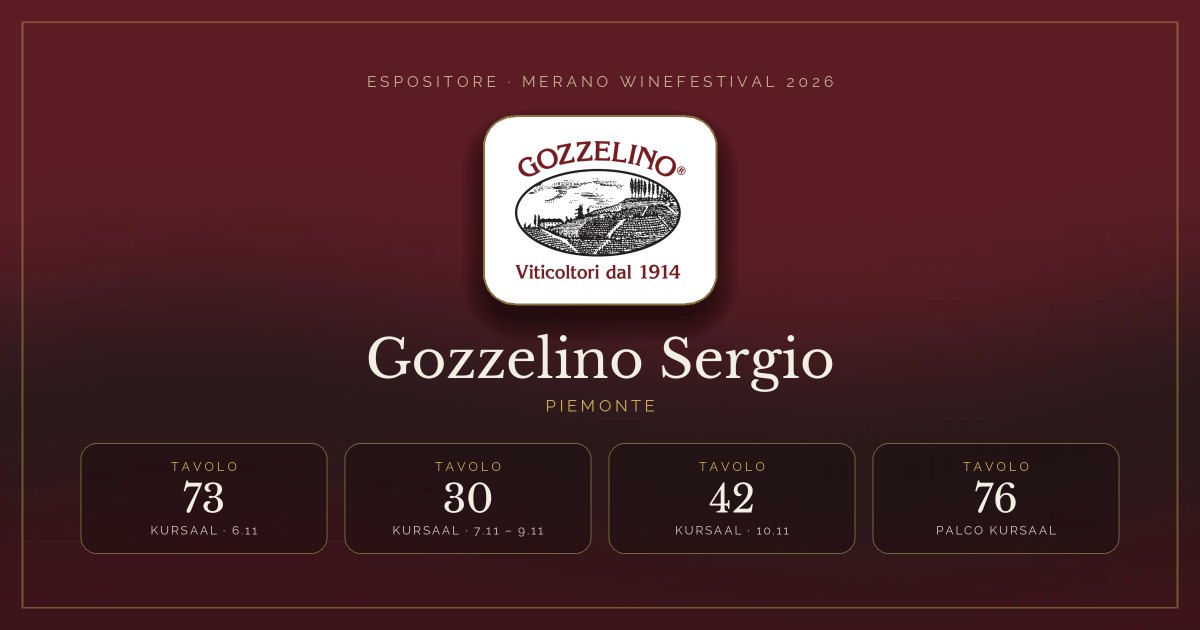 Gozzelino Sergio · Merano WineFestival 2026 — Tavoli 30, 42, 73, 76