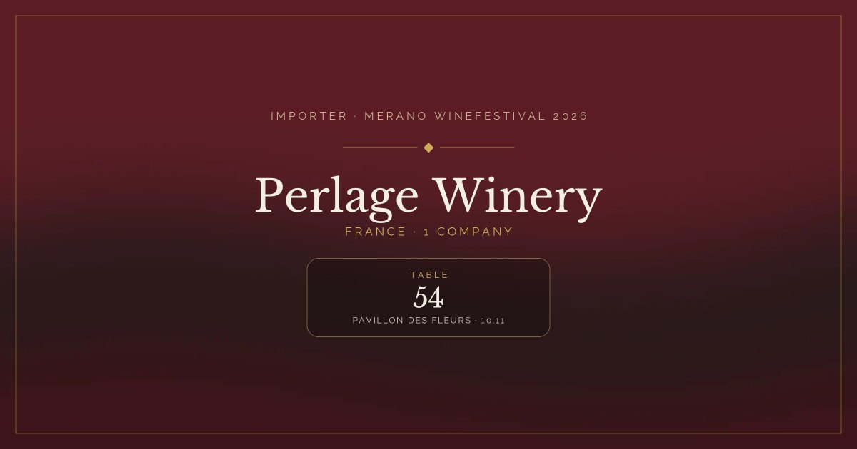 Perlage Winery · Merano WineFestival 2026 — Table 54 (Pavillon des Fleurs, 10.11)