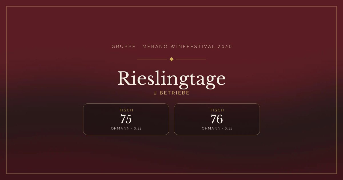Rieslingtage · Merano WineFestival 2026 — Tische 75, 76 (Ohmann, 6.11)