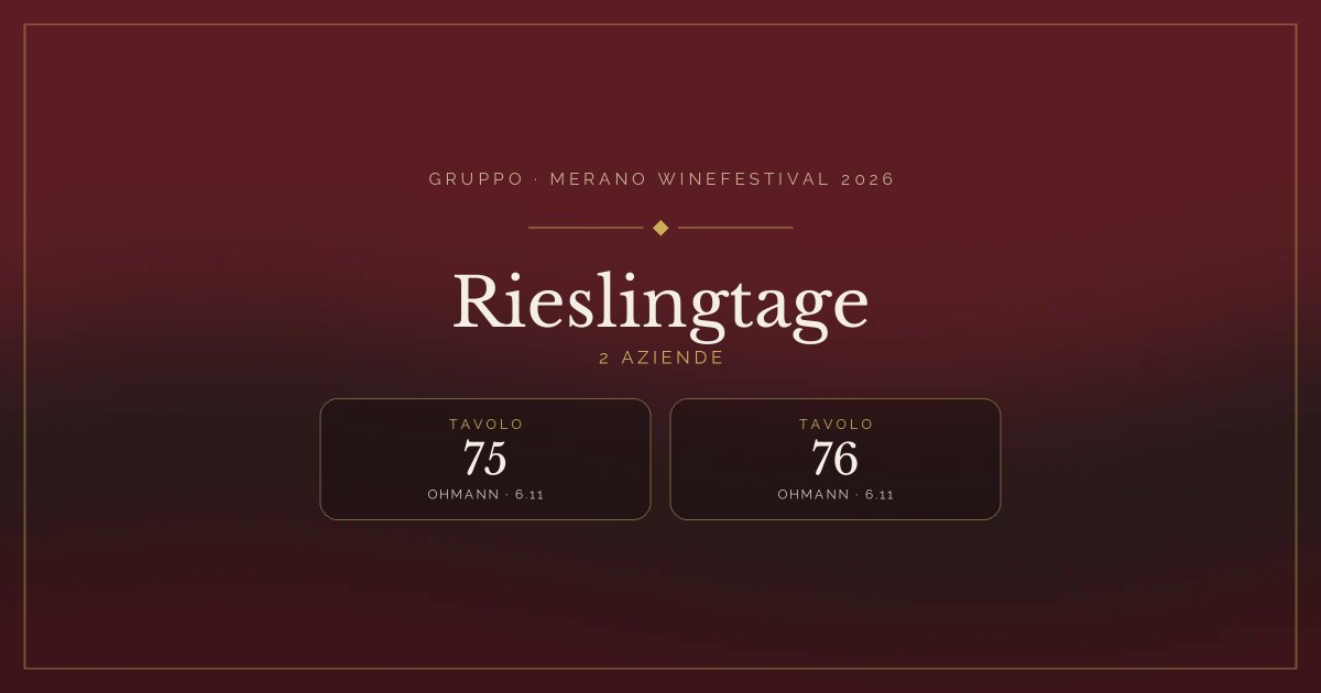 Rieslingtage · Merano WineFestival 2026 — Tavoli 75, 76 (Ohmann, 6.11)
