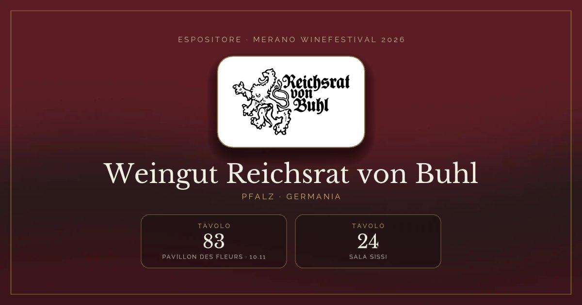 Weingut Reichsrat von Buhl · Merano WineFestival 2026 — Tavolo 83 (Pavillon des Fleurs, 10.11), tavolo 24 (Sala Sissi)